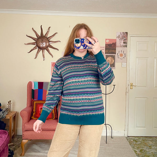 Teal knit jumper (M)