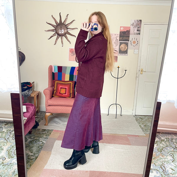 Burgundy knit cardigan (M)