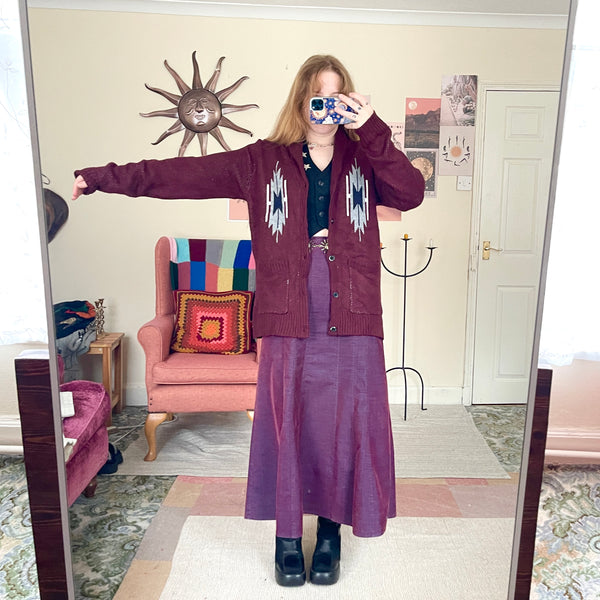 Burgundy knit cardigan (M)