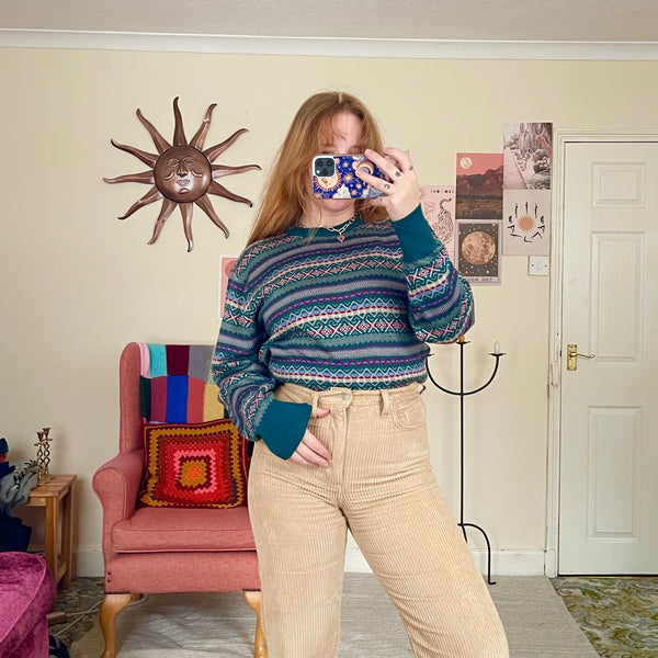 Teal knit jumper (M)