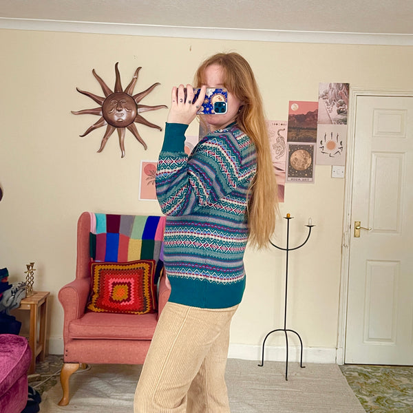 Teal knit jumper (M)