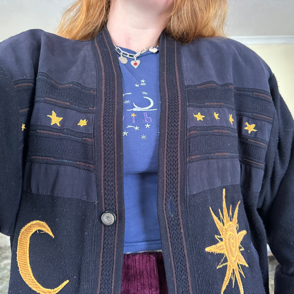 Sun and moon knit jacket (L)