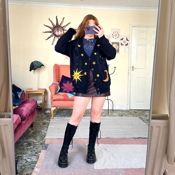 Sun and moon cardigan (L)