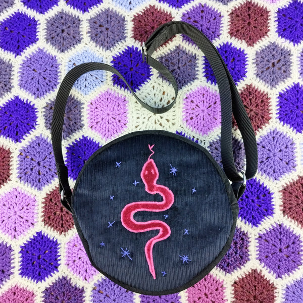 Snake and moon circle bag