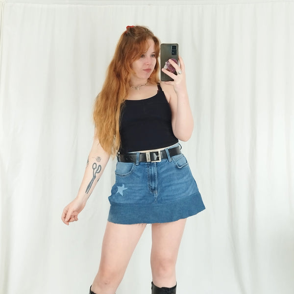Denim mini skirt (W34-36)