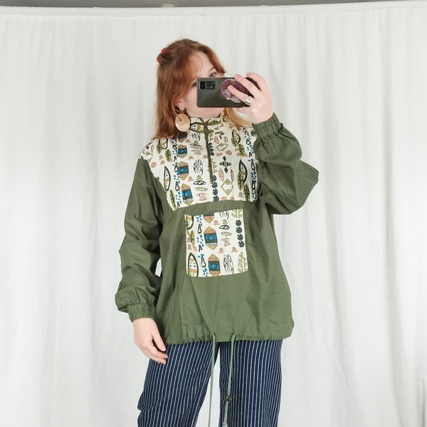 Forest green cagoule pullover (M)