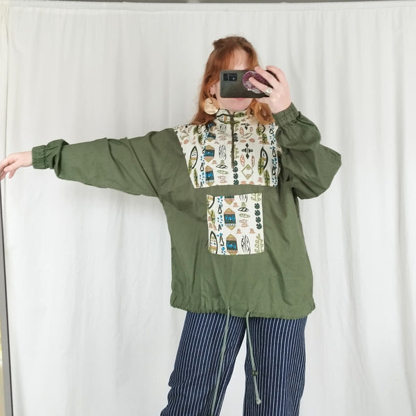 Forest green cagoule pullover (M)