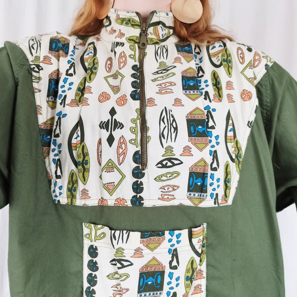 Forest green cagoule pullover (M)