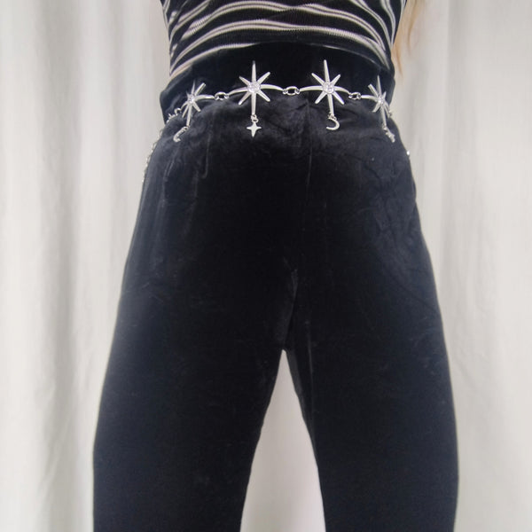 Witchy black velvet trousers (M)