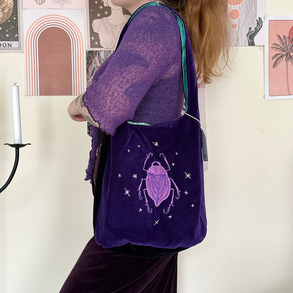 Beetle and moon shoulder bag