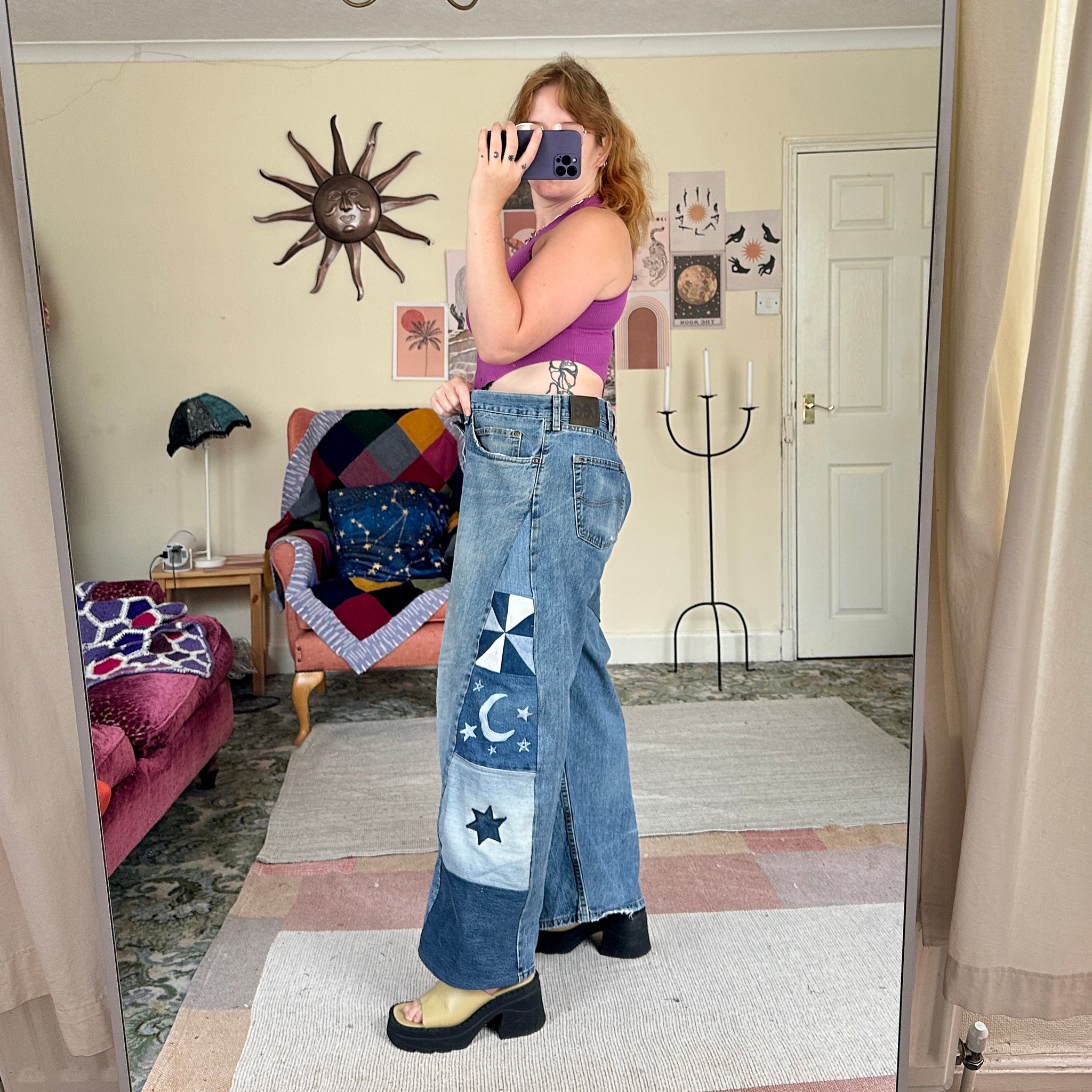 Moon patchwork jeans (W38)