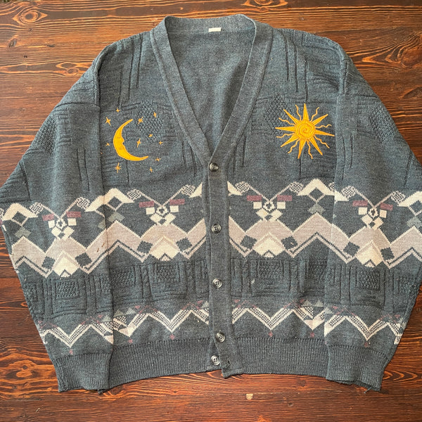 Sun and moon knit cardigan (XL)