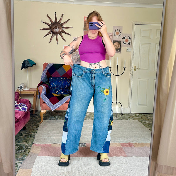 Sunflower patchwork jeans (W40)