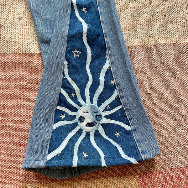 Sun and moon patchwork jeans (W36)