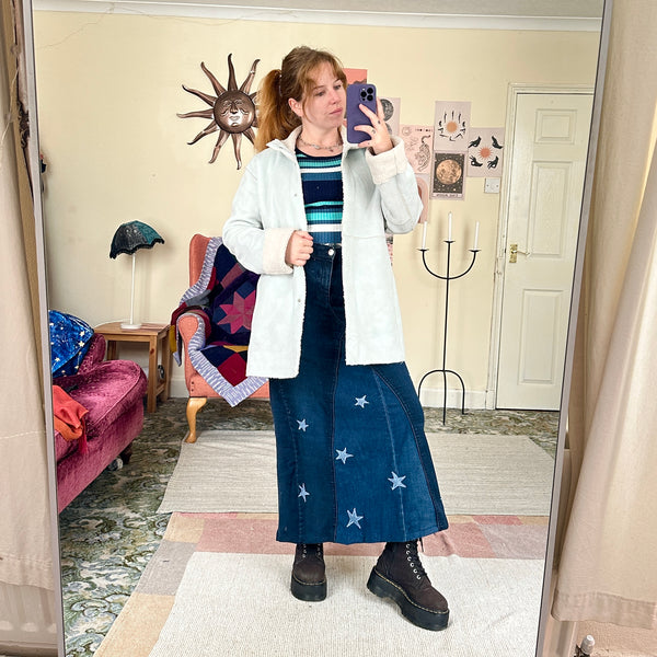 Mint patchwork afghan coat (L)
