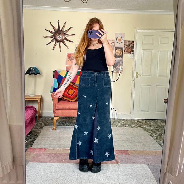 Starry corduroy midi skirt (W32)