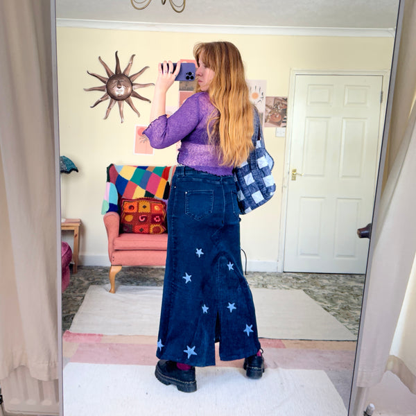 Starry denim maxi skirt (W30)