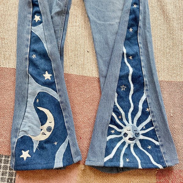 Sun and moon patchwork jeans (W36)