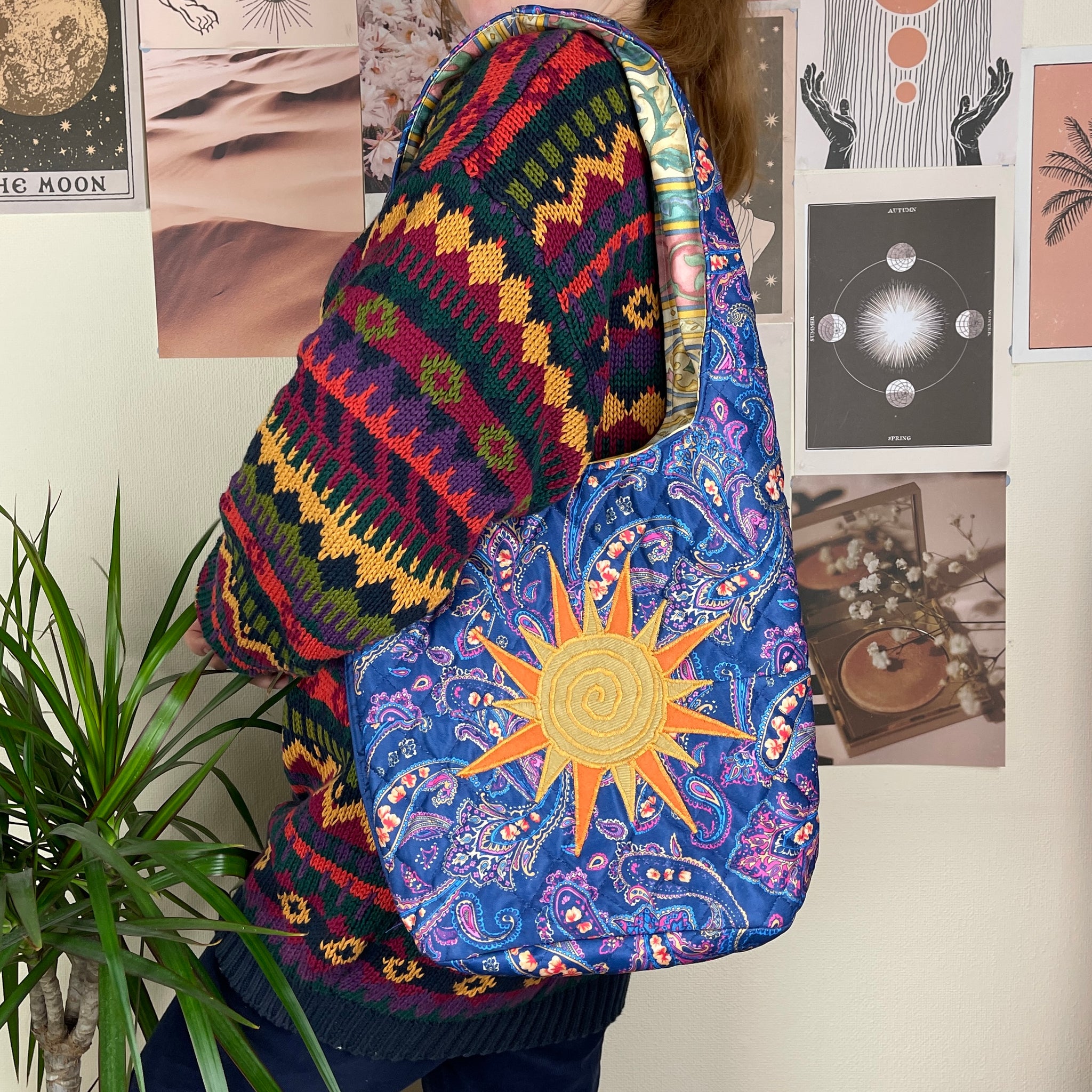 Sun and moon shoulder bag