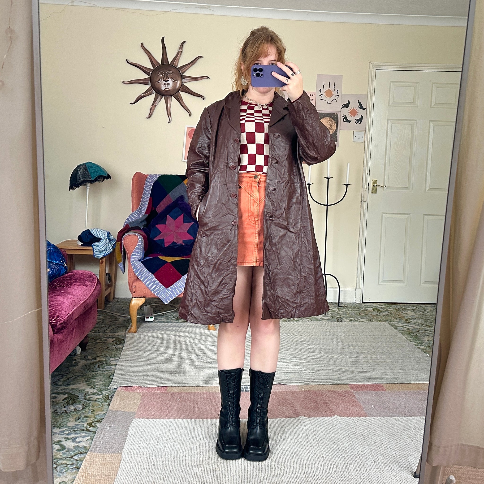 Burgundy leather jacket (L)