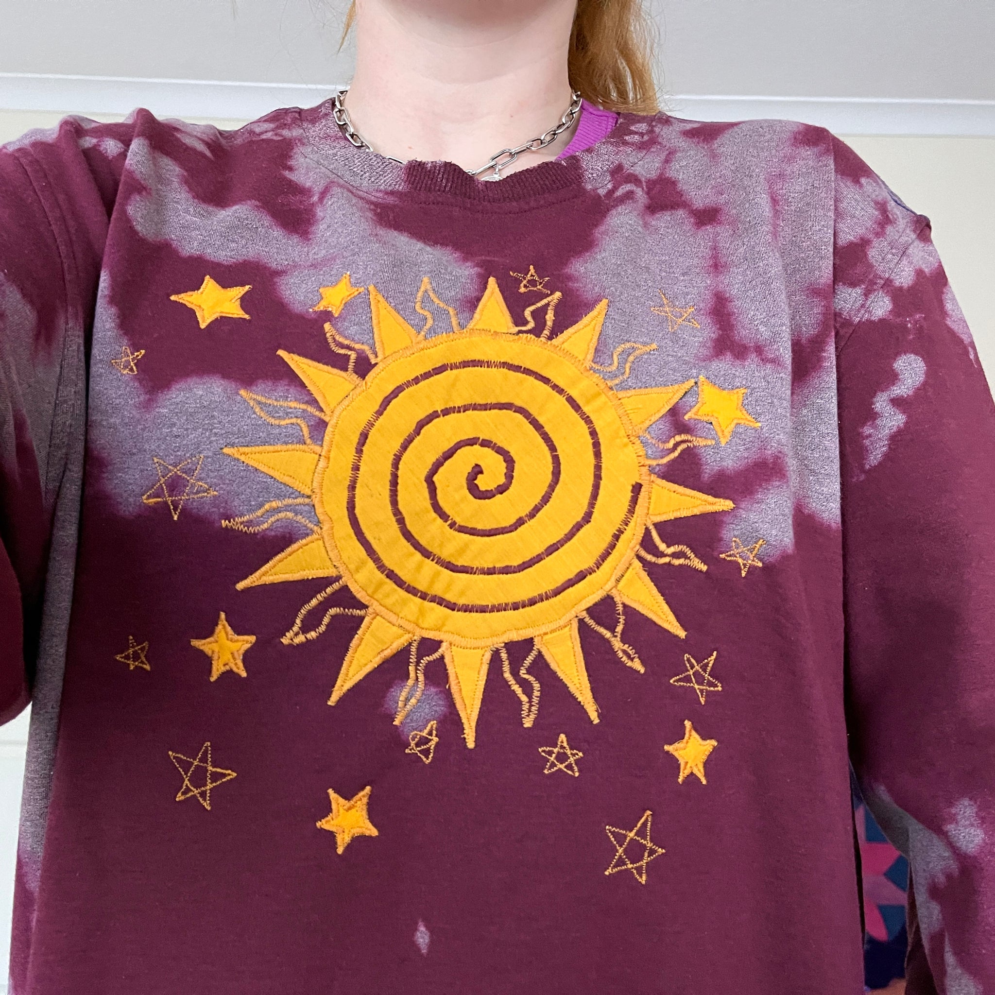 Sun sweater in purple tie dye (XL)