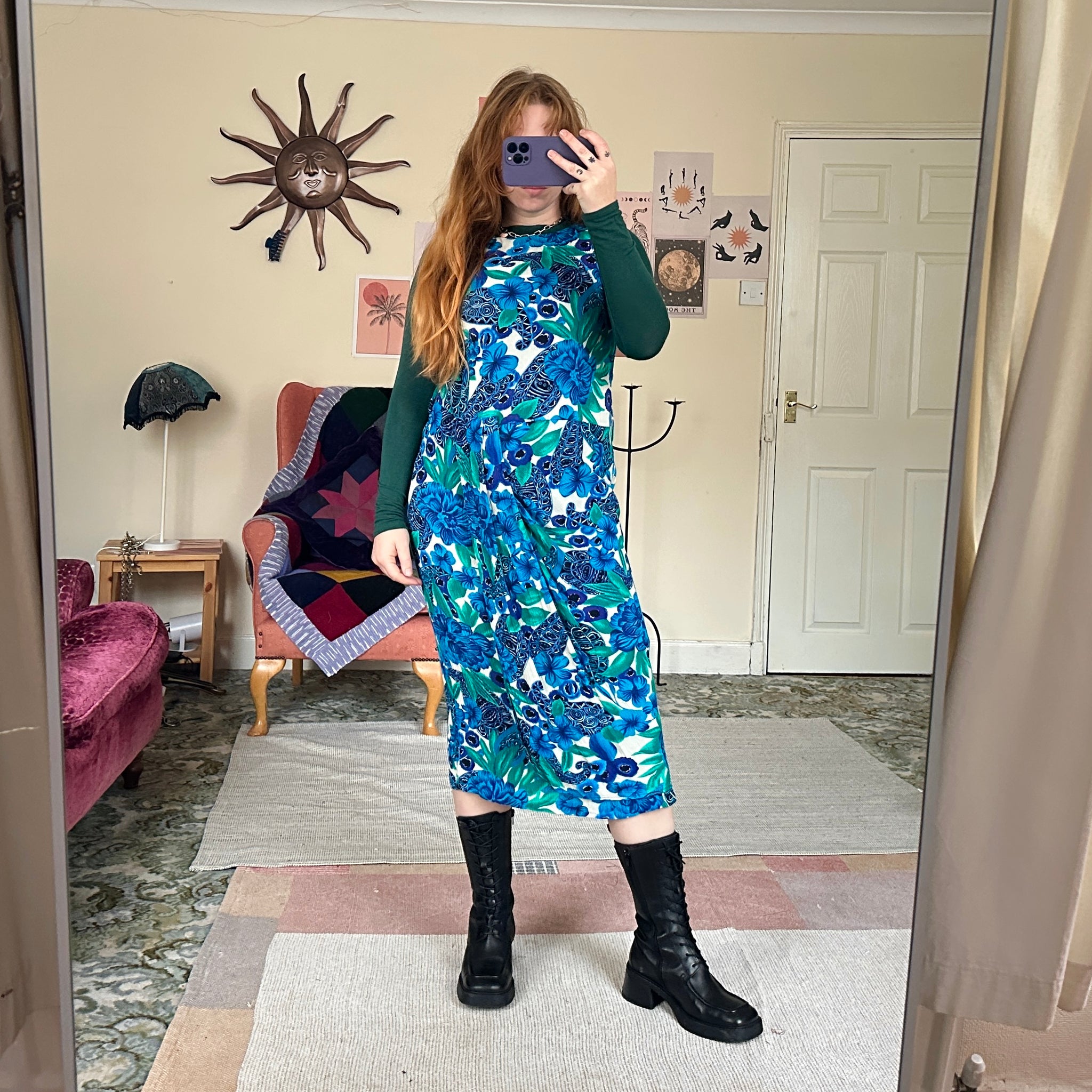 Turquoise midi dress (M)