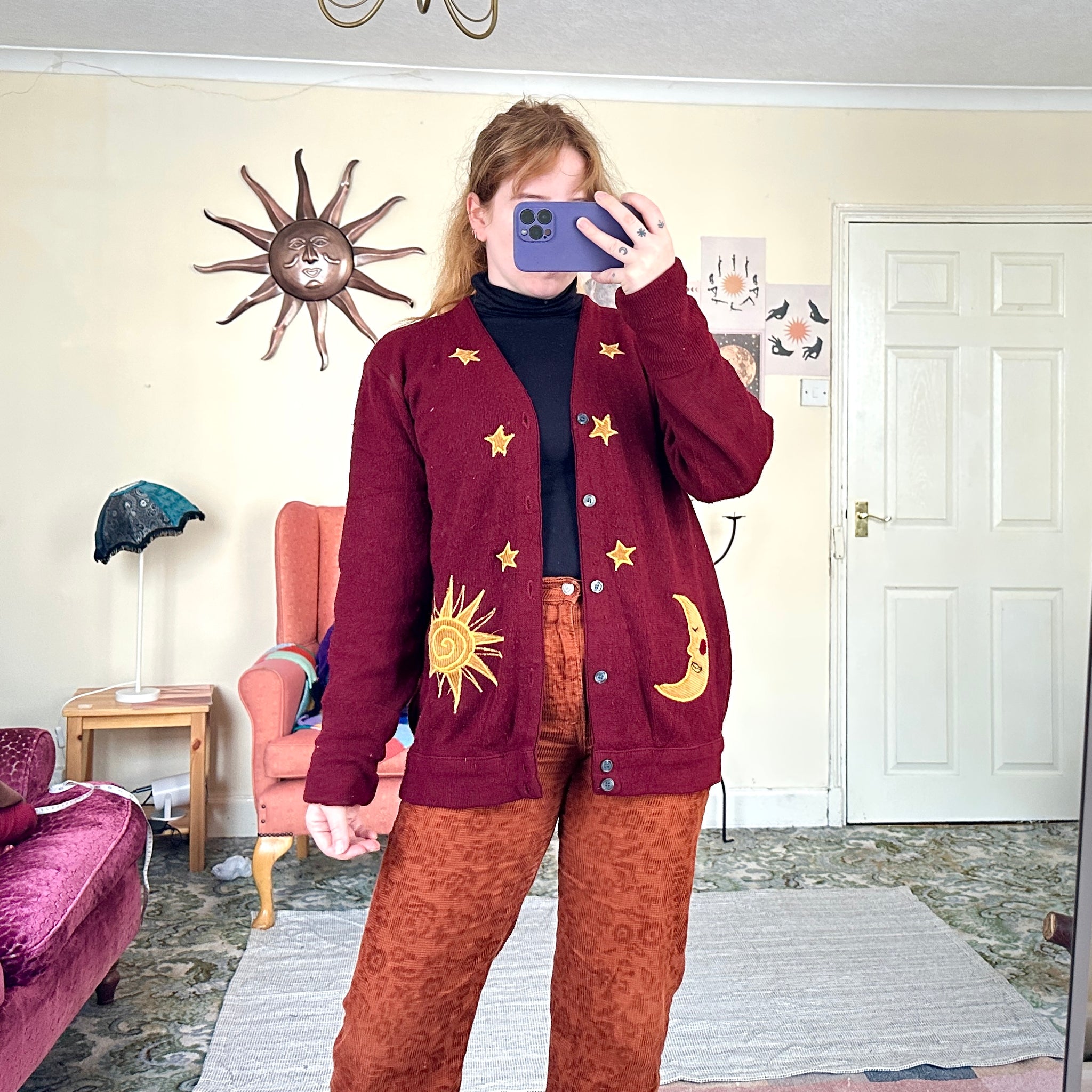 Sun and moon cardigan (M)