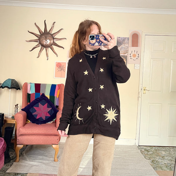 Sun and moon knit cardigan (L)