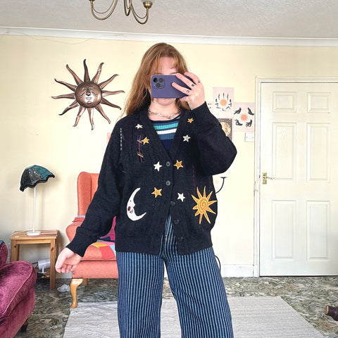Sun and moon cardigan (M)
