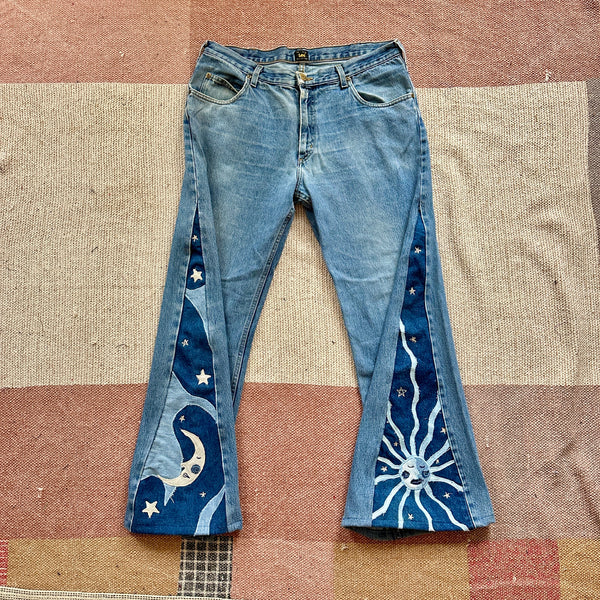 Sun and moon patchwork jeans (W36)