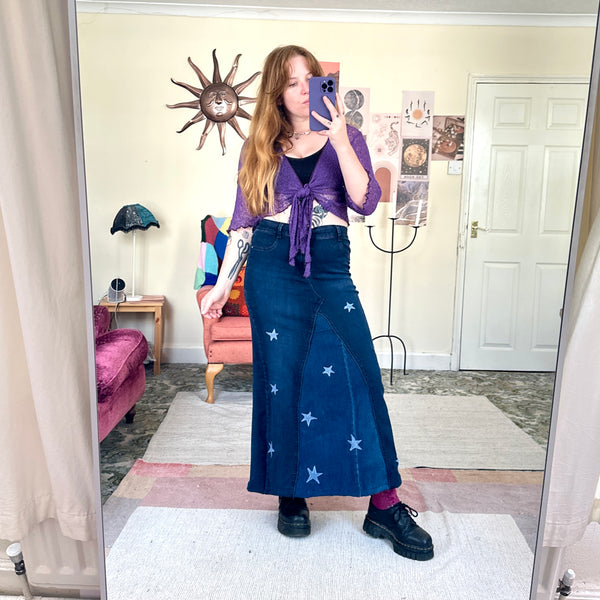 Starry denim maxi skirt (W30)