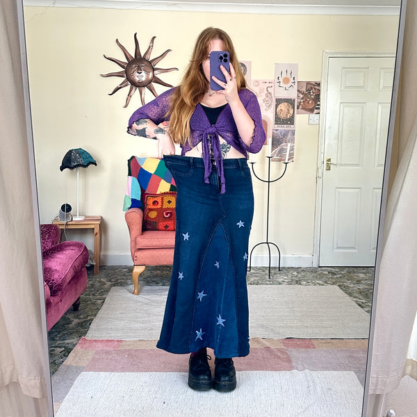 Starry denim maxi skirt (W30)