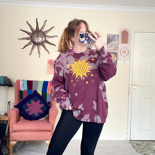 Sun sweater in purple tie dye (XL)