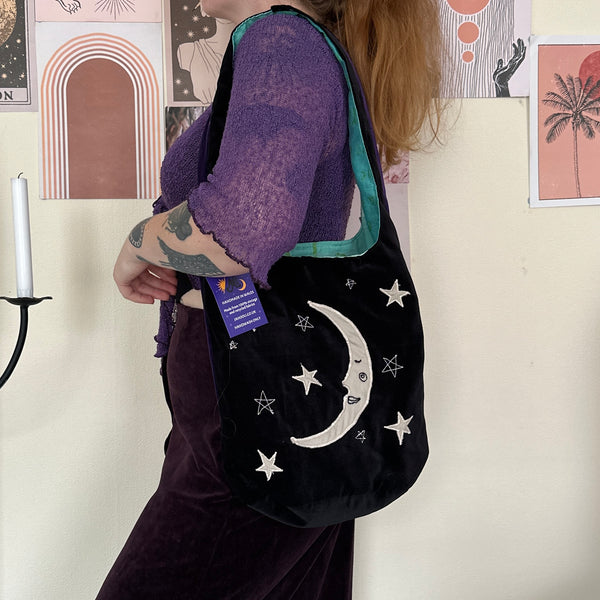 Beetle and moon shoulder bag