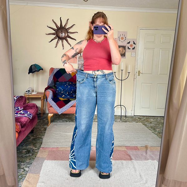 Sun and moon patchwork jeans (W36)
