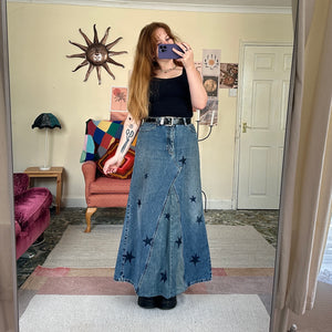 Starry denim maxi skirt (W38)
