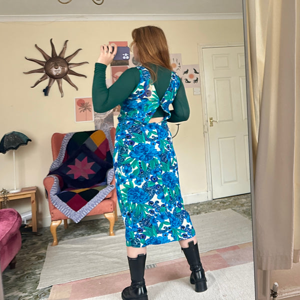 Turquoise midi dress (M)