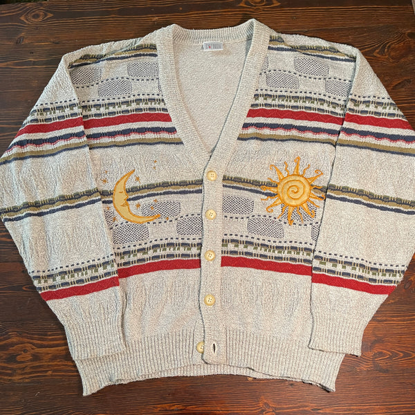 Sun and moon knit cardigan (L)