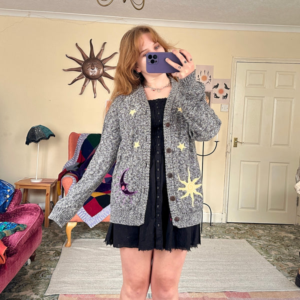 Sun and moon cardigan (L)