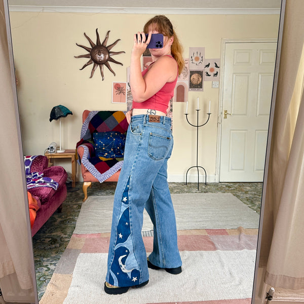 Sun and moon patchwork jeans (W36)