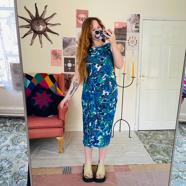 Turquoise midi dress (M)