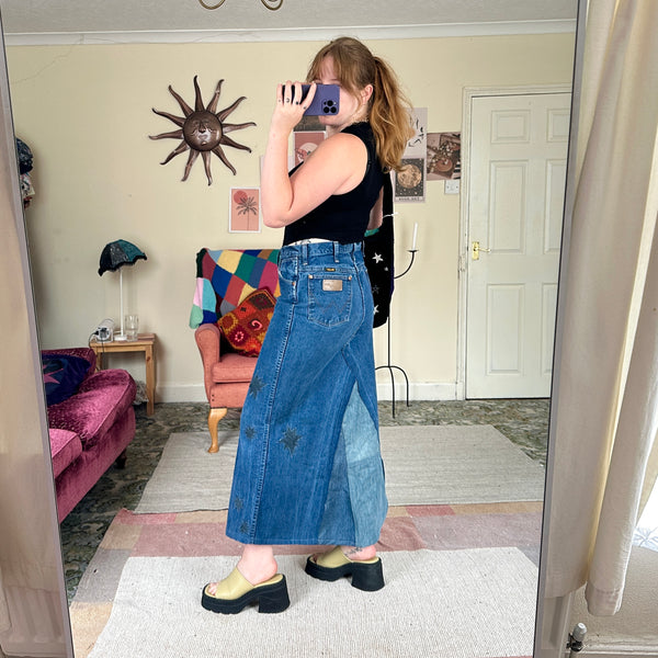 Patchwork denim skirt (W32)