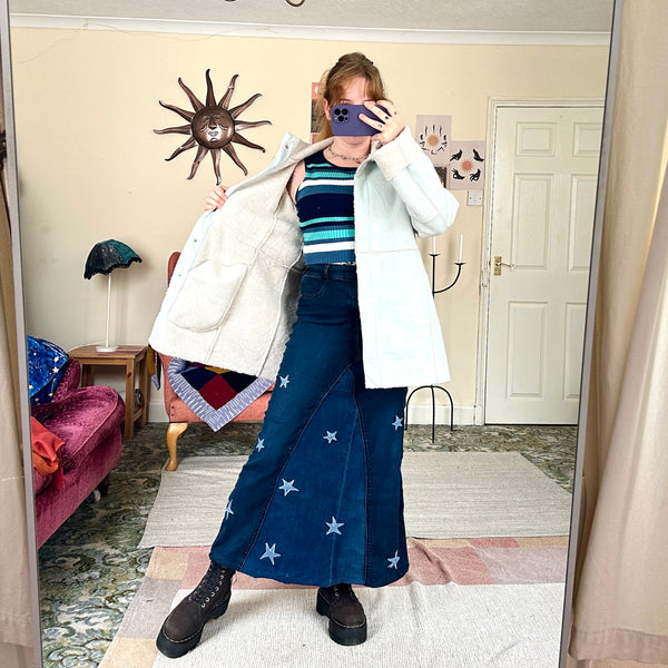 Mint patchwork afghan coat (L)