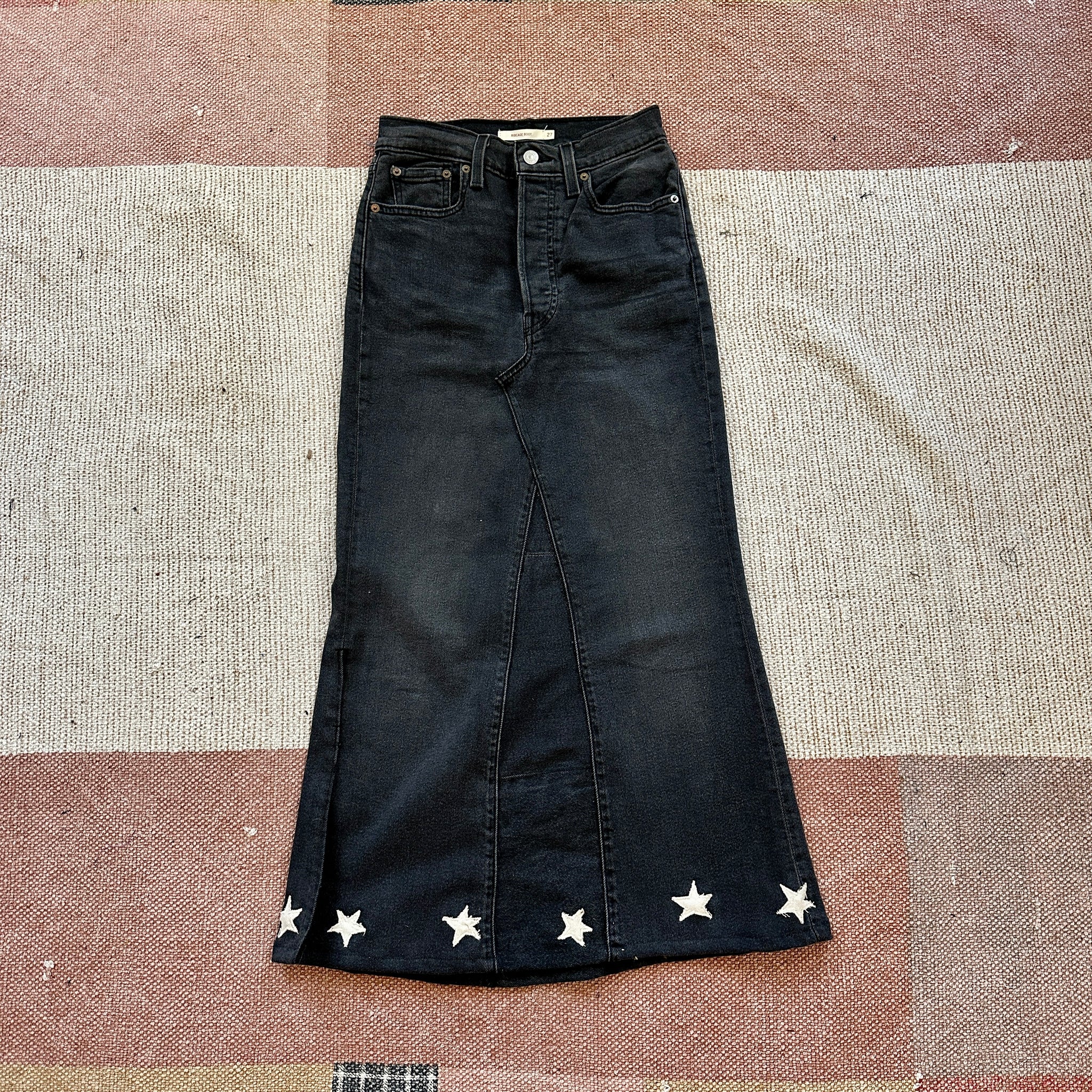 Starry denim maxi skirt (W26)