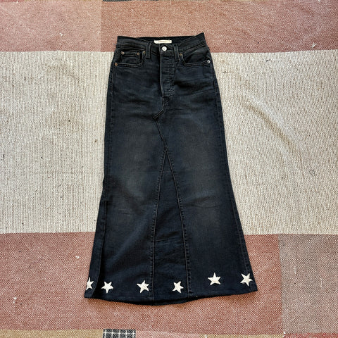 Starry denim maxi skirt (W26)