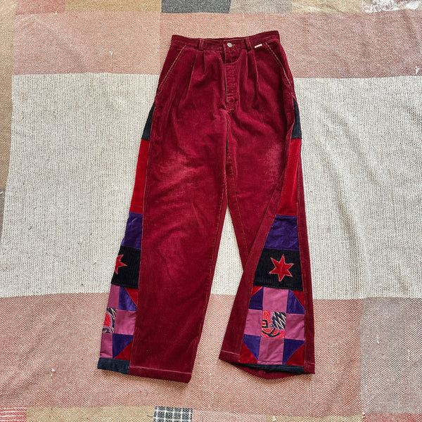 Berry patchwork corduroy jeans (W27)