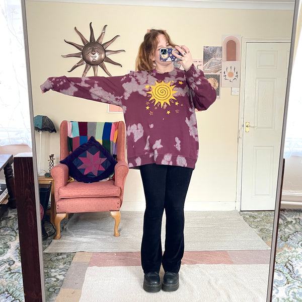 Sun sweater in purple tie dye (XL)