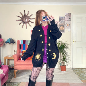 Sun and moon knit cardigan (L)