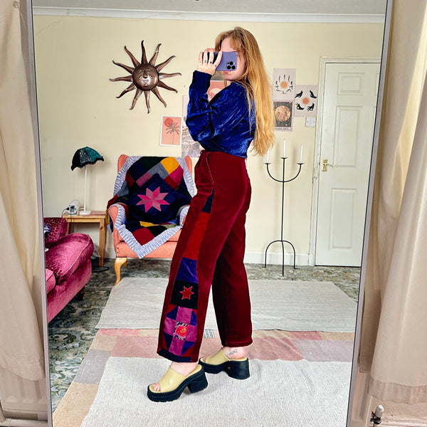 Berry patchwork corduroy jeans (W27)