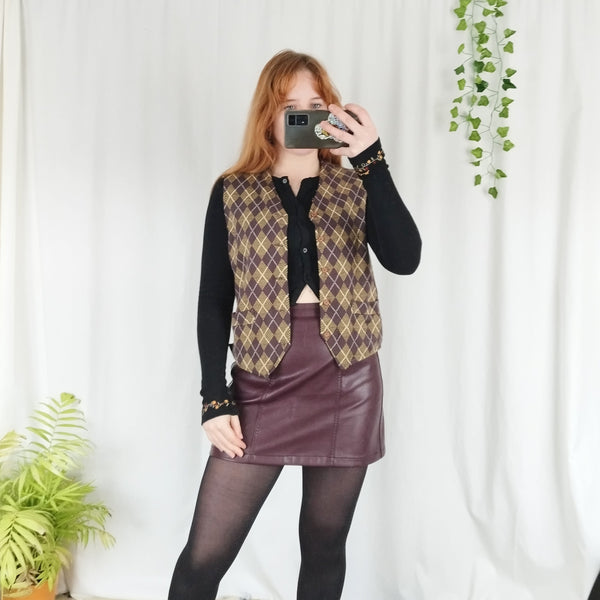 Olive knit waistcoat (M)